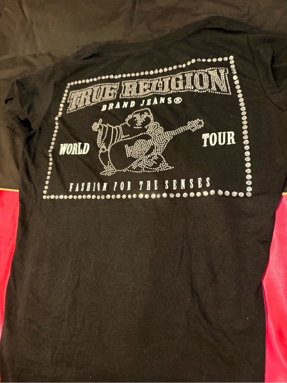 True Religion Black Rhinestone Logo Tee